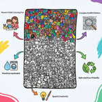 couverture coloriage enfant multicolore graffiti animaux créative daim polyester lavable DIY