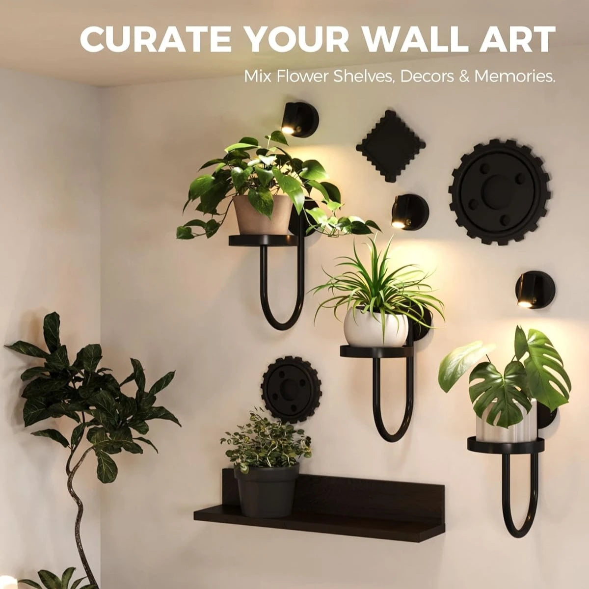 supports muraux plantes étagères murales décoratives modernes minimalistes industriels fixations murales pots fleurs céramique