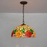 Lampe suspendue Tiffany mosaïque fleurs multicolore opacité chaîne salon chambre