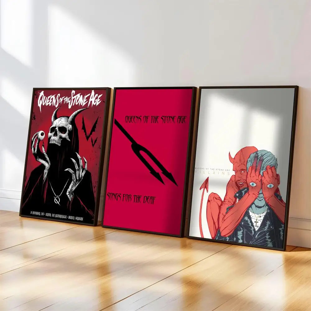 affiche murale cadre artistique gothique illustration graphique musique noir rouge blanc décoration