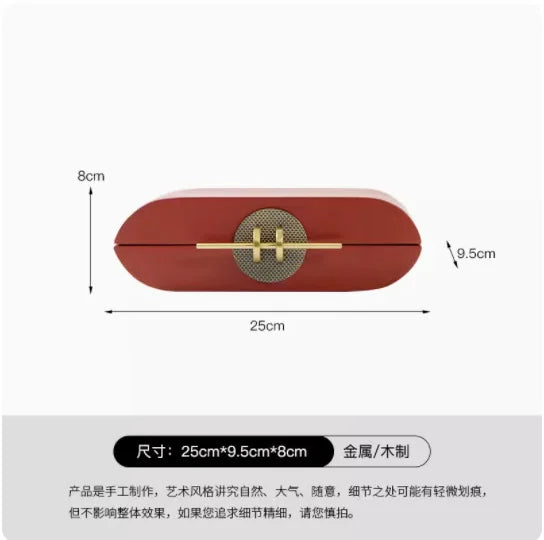 boîte bijoux rouge moderne boutons dorés mat bois capacité stockage respectueux environnement empilable rectangle