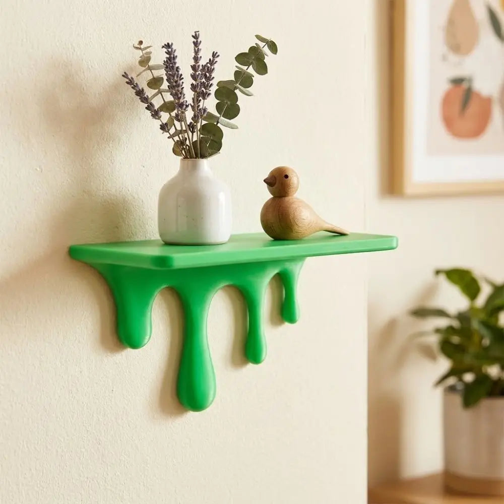 étagère murale moderne adhésif verte rouge noire grise dégoulinante plante bougie photo tortue vase