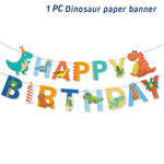 supports cupcakes dinosaures palmiers happy birthday assiettes gobelets sacs cadeaux vert orange blanc enfants