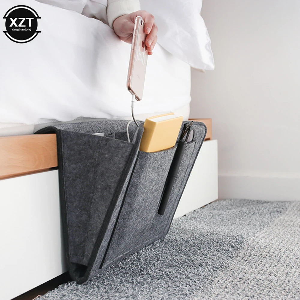 sac rangement mural gris compartiment adhésif minimaliste stockage réutilisable moderne neutre