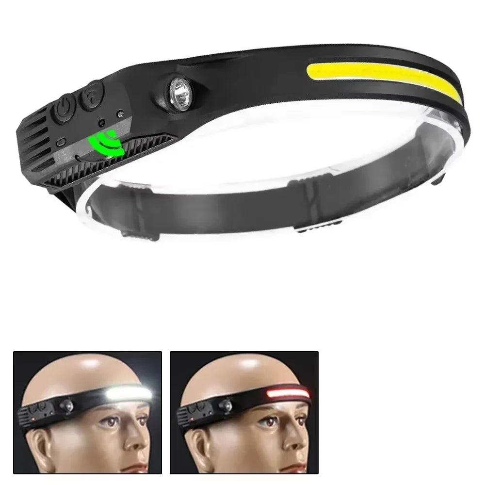 lampe frontale led rechargeable pêche camping extérieur clip détachable noir rouge jaune