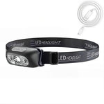 lampe frontale led rechargeable usb camping pêche chasse réglable moderne argenté doré