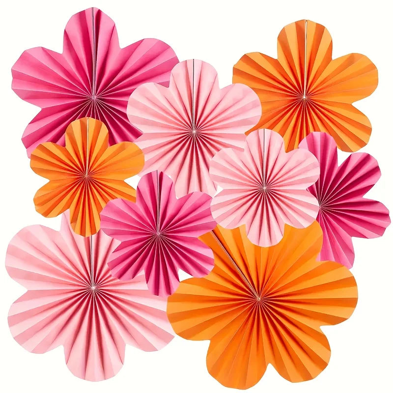 fleurs papier orange rose origami clips decoration intérieur rayures diagonal festives