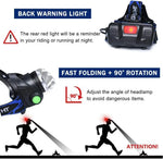 lampe frontale led rechargeable usb ipx4 water resistant noir bleu adjustable bandage haute luminosité