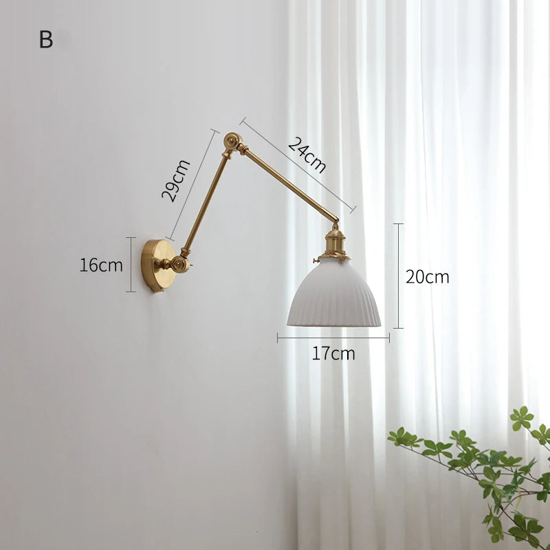 lampe murale moderne or blanc plissée cordon commande 29cm 16cm 24cm 14cm 30cm 17cm