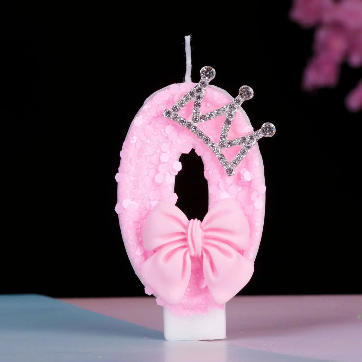 bougies numériques anniversaire filles pailletées rose couronne strass nœud papillon festive