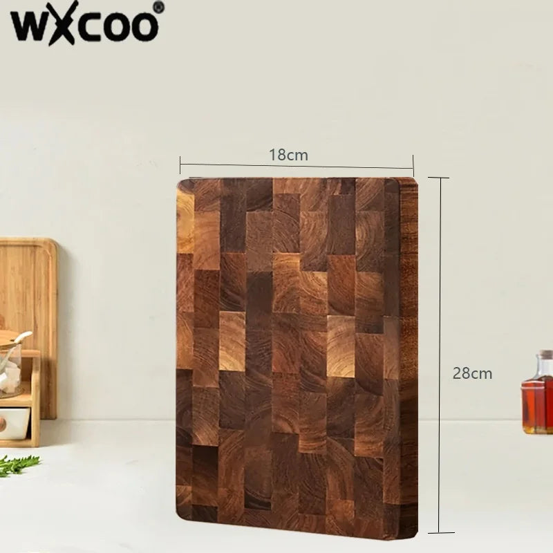planche découper bois marron carreaux moderne double face légumes viandes kitchen chopping board