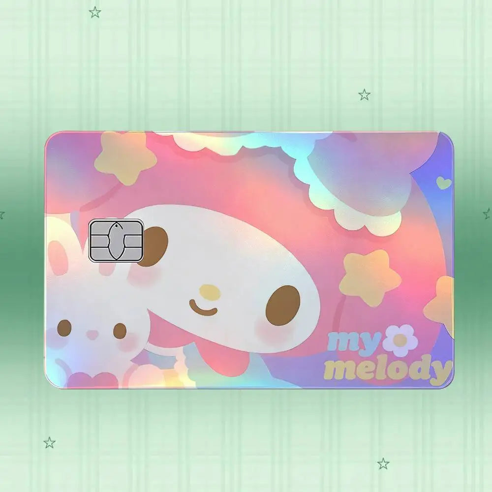 autocollant carte crédit my melody dessin animé rose violet bleu blanc
