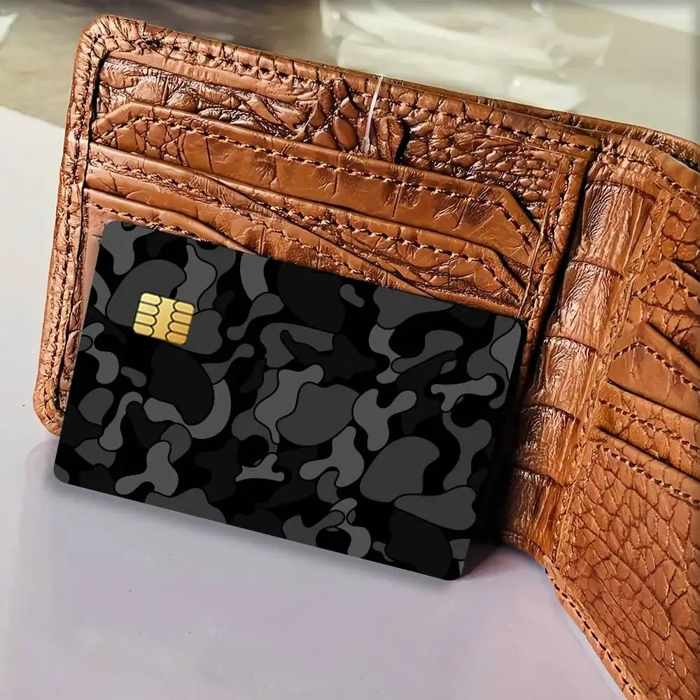 cartes bancaires personnalisées camouflage adhésif noir gris rose vert bleu moderne stickers
