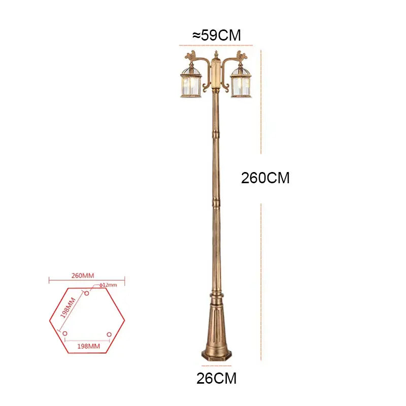 lampe rue classique vintage deux lanternes led noir doré ornements métalliquesextérieur ip65 flux lumineux