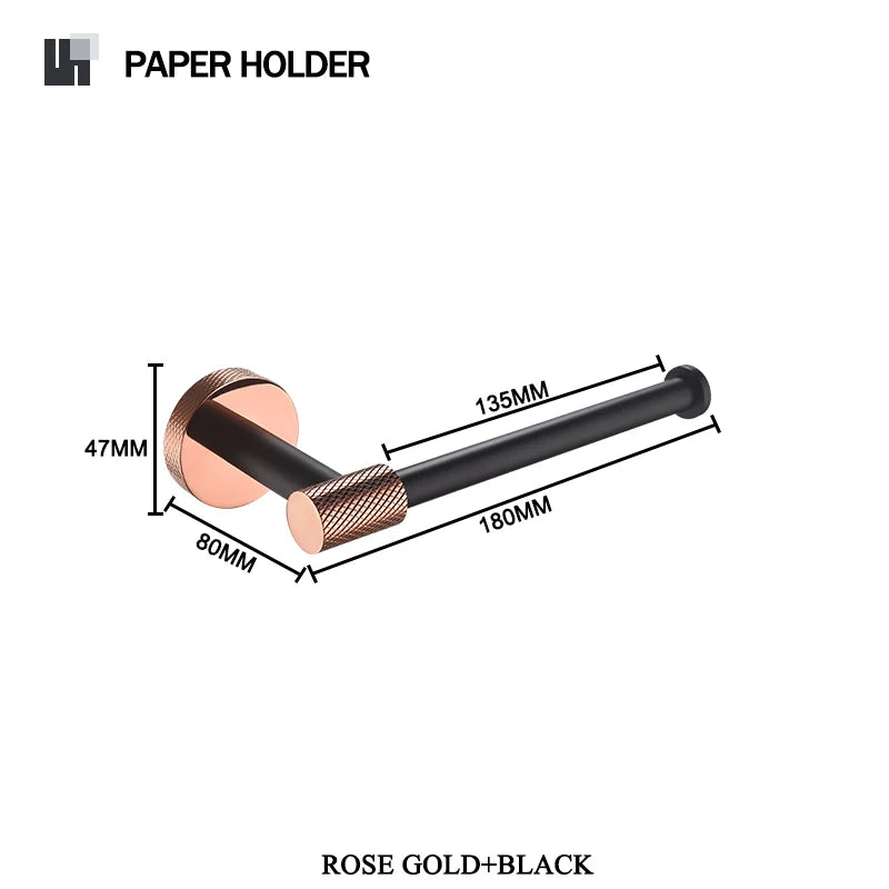 accessoires salle bain moderne porte serviettes noir cuivre doré fixations murales minimalistes