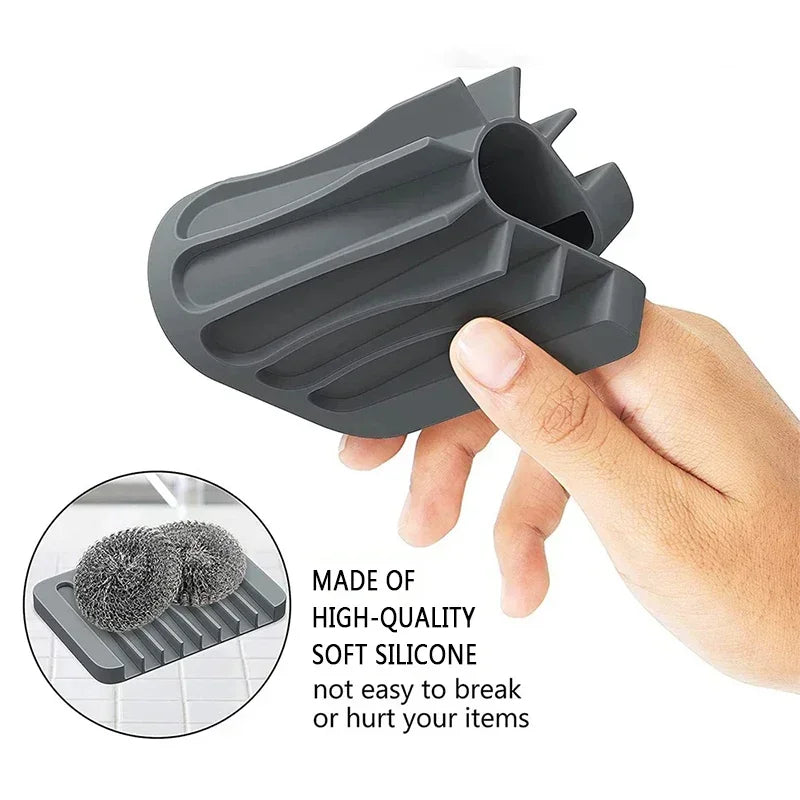 porte savon silicone strié gris blanc moderne salle bain cuisine drainage anti dérapant support
