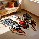 tapis moderne papillon stylisé blanc bleu orange résistant décoloration imperméable antidérapant usage maison hôtelextérieur