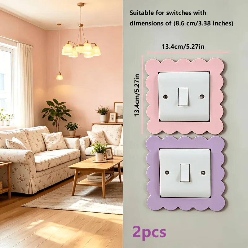cache prises decoratifs scalloped rose violet adhesifs decoration murale enfantine chambre salon