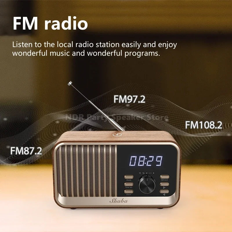 Radio-réveil en bois avec connexion Bluetooth 5.1