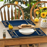 tapis table bleu doré motif floral classique élégants maison fête hiver printemps été automne