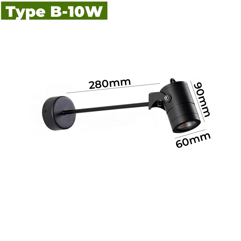 Spot mur extérieur moderne led noir hydrofuge 10w 15w 20w 85265v