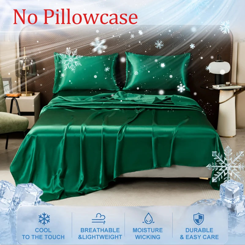 drap lit ajusté soie glacée uni satiné chambre moderne confortable frais
