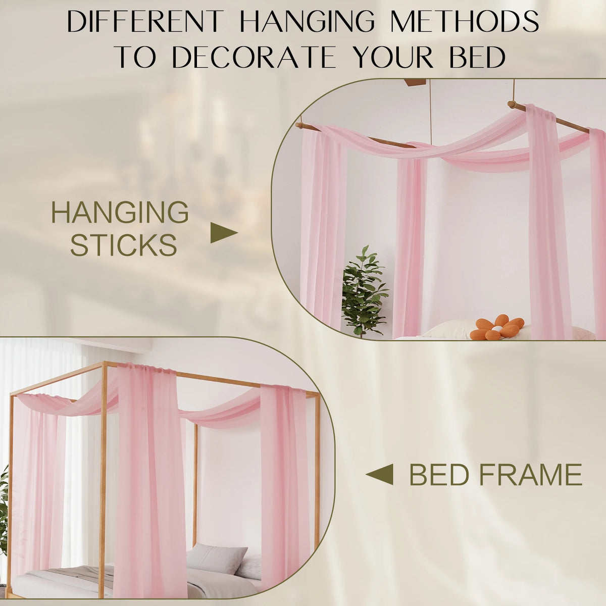 rideau lit transparent moderne rose clair adultes queen king size plié machine lavableextérieur chambre
