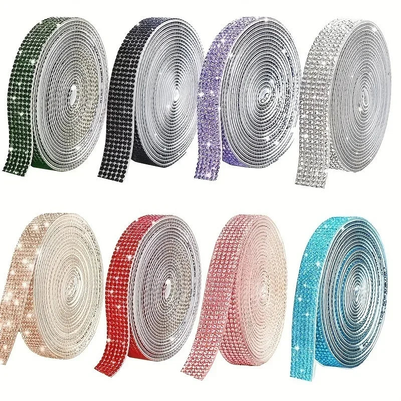 ruban strass décoratif adhésif vert noir violet blanc rose beige rouge classique 3d strass