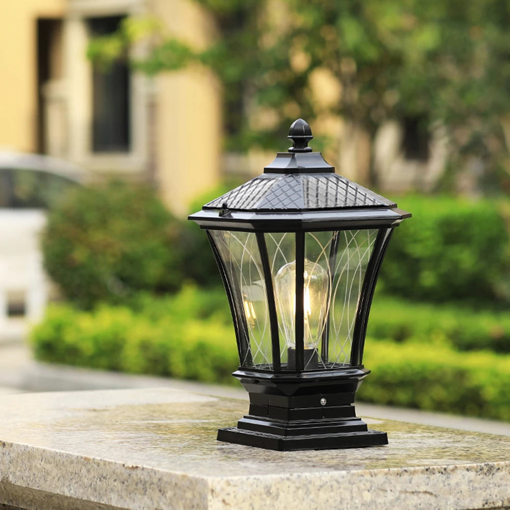 lampe jardin éclairage paysager led 220v ip44 protection classique rustique aluminium motifs géométriques