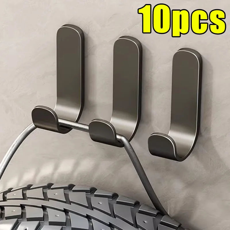 crochet mural adhésif acier inoxydable argenté finition brossée moderne salle bains cuisine organisateur porte