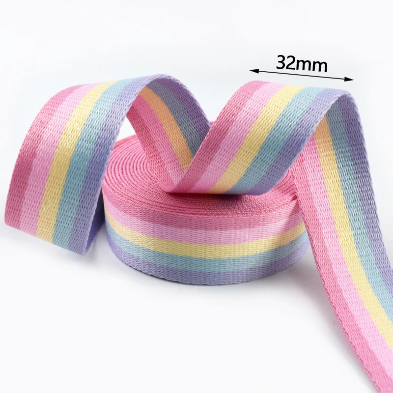 ruban polyestère rose bleu clair jaune vert rayures double face 25mm 32mm texturé sécurité