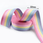 ruban polyestère rose bleu clair jaune vert rayures double face 25mm 32mm texturé sécurité