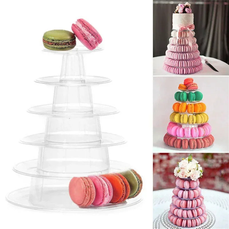 présentoir macarons cupcakes gâteaux tour niveaux plastique transparent décoration mariage anniversaire festive