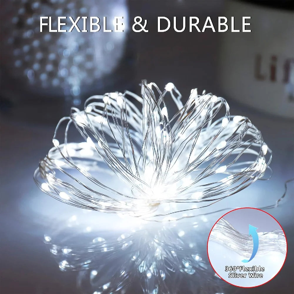 guirlande lumineuse solaire 400 led extérieure scintillante modes décoration jardin imperméable ip65