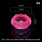 support bougie verre transparent forme fleur lotus décor maison artisanal coupe vent porte bougie