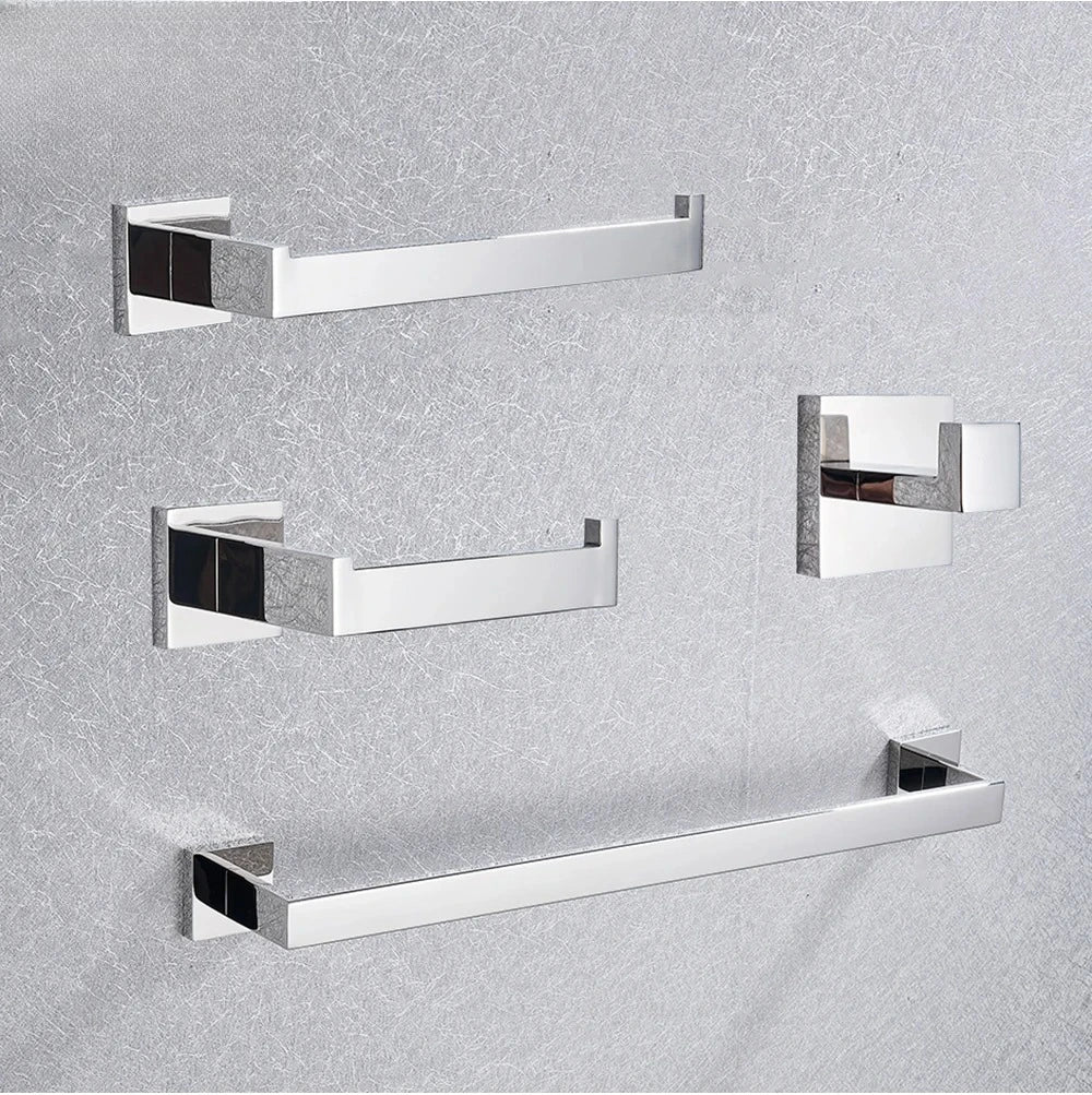accessoires salle bain chrome noir doré moderne porte serviettes porte rouleau papier toilette fixations