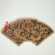 décoration murale bois clair sculpture dragon phénix motifs floraux traditionnels chinois