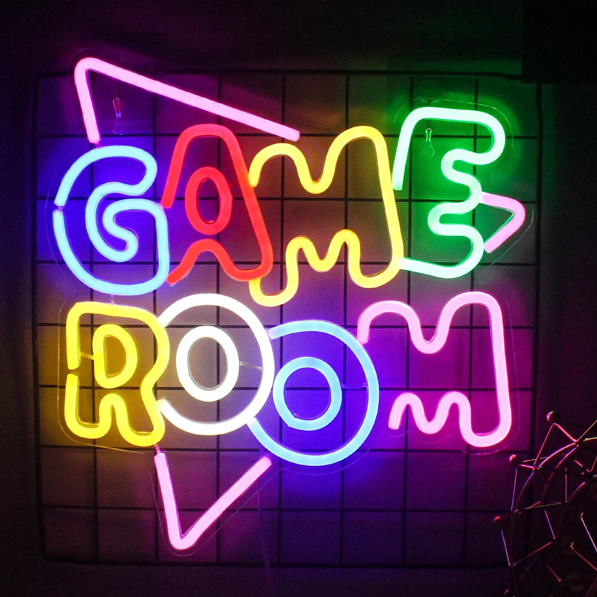 néon lumineux GAME ROOM multicolore moderne suspension câble USB chambre jeu