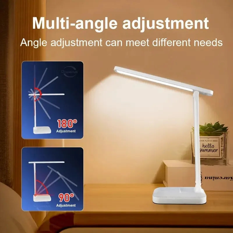 lampe led moderne blanc interrupteur tactile bras articulé support smartphone étude écriture chambre coucher