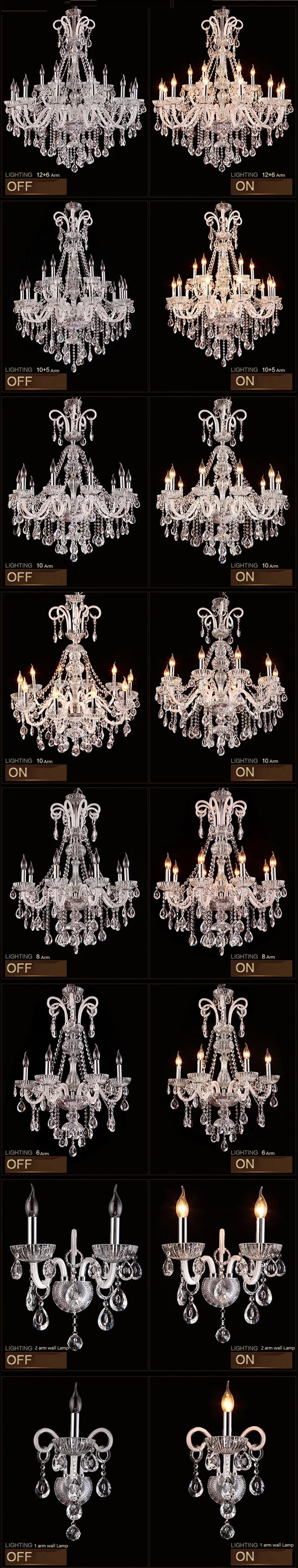 lustre cristal transparent argenté classique baroque sans ampoule toucher interrupteur chromé