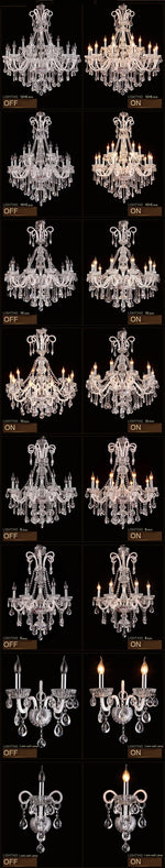 lustre cristal transparent argenté classique baroque sans ampoule toucher interrupteur chromé