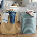panier linge vert rayures horizontales pliable poignée annaux métalliques moderne sans bpa pvc
