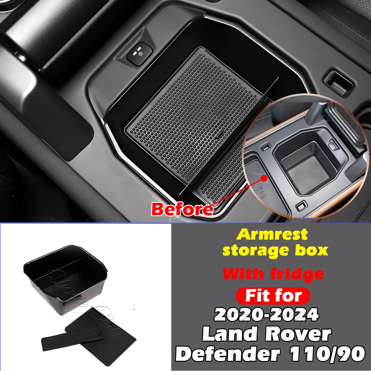 boîte rangement noire contemporaine voiture texture grain compartiment accoudoir porte téléphone carte cigarette lighter