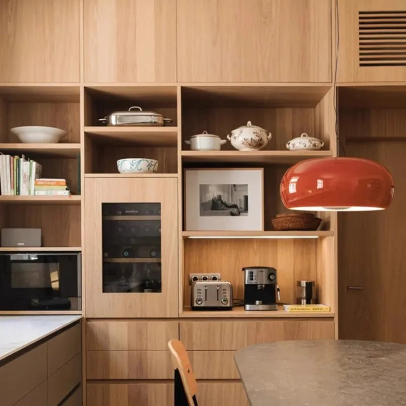 suspension lumineuse moderne couleur orange brillante salon cuisine chambre restaurant