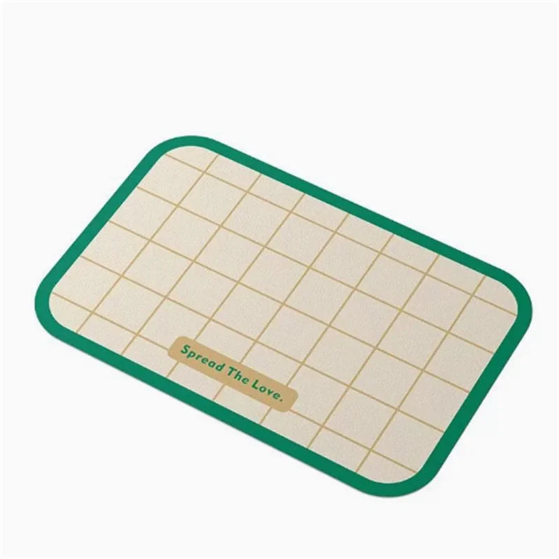 tapis table moderne rectangle blanc bleu vert rouge grille bordure colorée assiette cuillère tasse