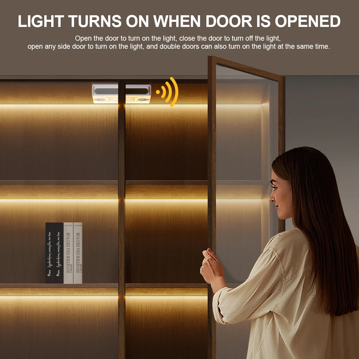 interrupteur porte double adhésif blanc noir moderne câble électrique led contrôle facile