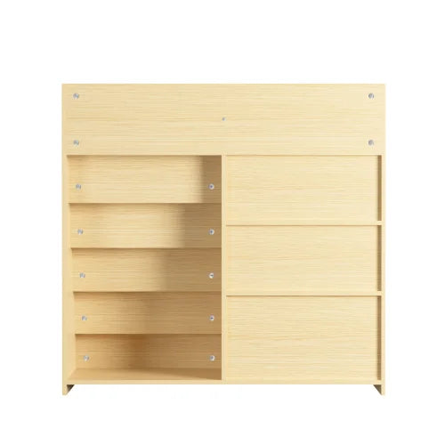 présentoir livres enfant moderne mdf étages beige bois naturel vis assembly