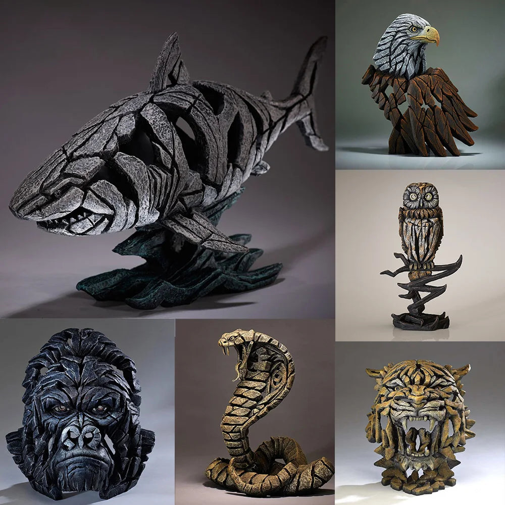 sculpture animale résine réaliste tigre lion éléphant ganesha décoration intérieure asiatique brune verte