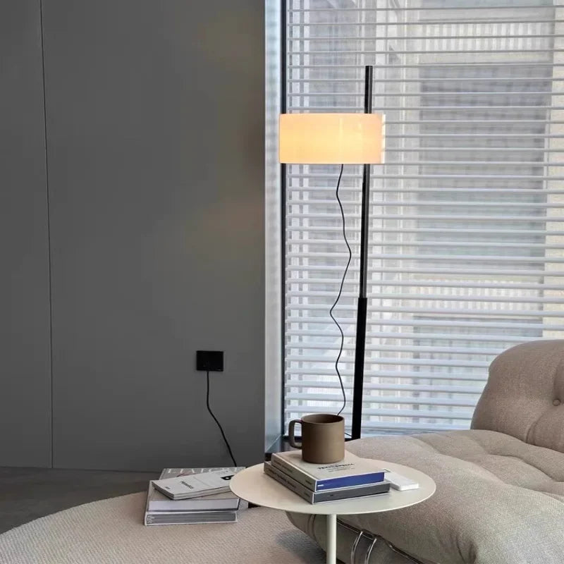 lampe sol moderne noir blanche tissu réglable led 6000k 3000k 170cm