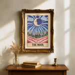 affiche vintage soleil lune fleurs nuages géométrique abstraite couleur doré chambre salon decoration